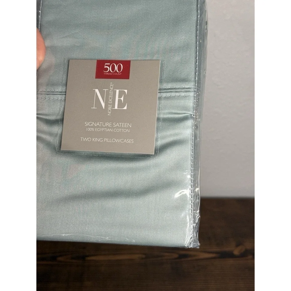 Noble Excellence NE Grey Mist King Size Pillowcases Set New Blue 500ct